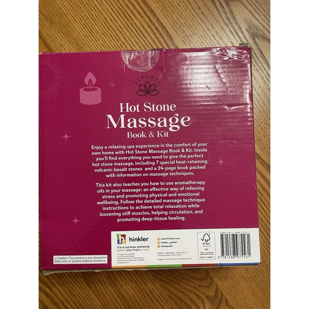 Pamper Me HOT Stone Massage Kit 7 Heat Retaining Stones Book w/ Techniques